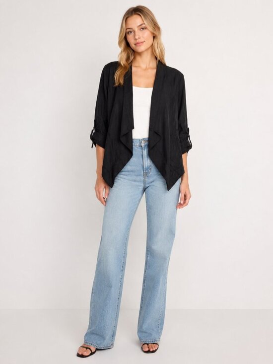 White House Black Market Jackets & Blazers - 2/$30 White House Black Market Cropped Jacket Cinched Sleeve Black MP #8159